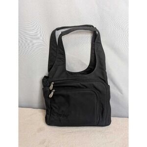 AmeriBag Black Nylon Shoulder Bag Hobo Purse Organizer Multi Pocket